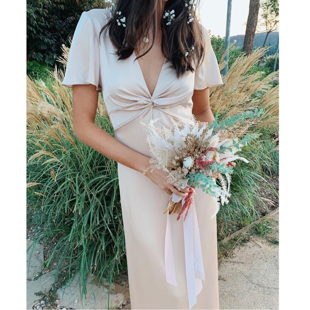 Show Me Your Mumu Rome Twist Gown Champagne Luxe Satin XXS NEW NWT - Picture 1 of 6